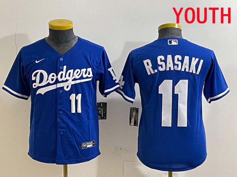 Youth Los Angeles Dodgers #11 R.Sasaki Blue Game 2025 Nike MLB Jersey style 4